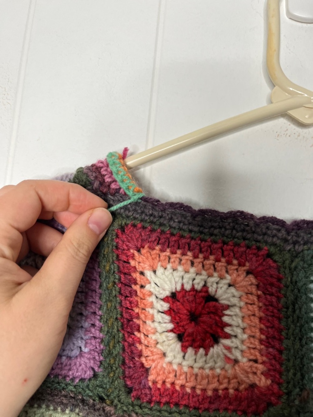 Handmade Multicolor Crochet Granny Square Vest - Picture 8 of 9